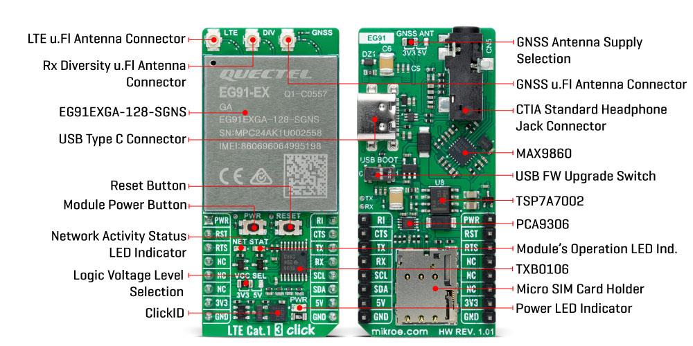 Mikroe MIKROE-6152 LTE Cat.1 3 Click