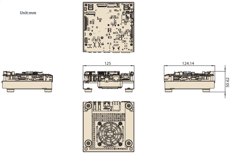 Technische Zeichnung - Advantech MIC-711D KI-Development Kits