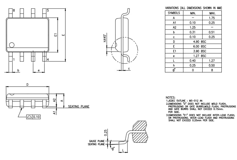 Mechanical Drawing - MaxLinear MxL8321x RS-485/422 Transceivers