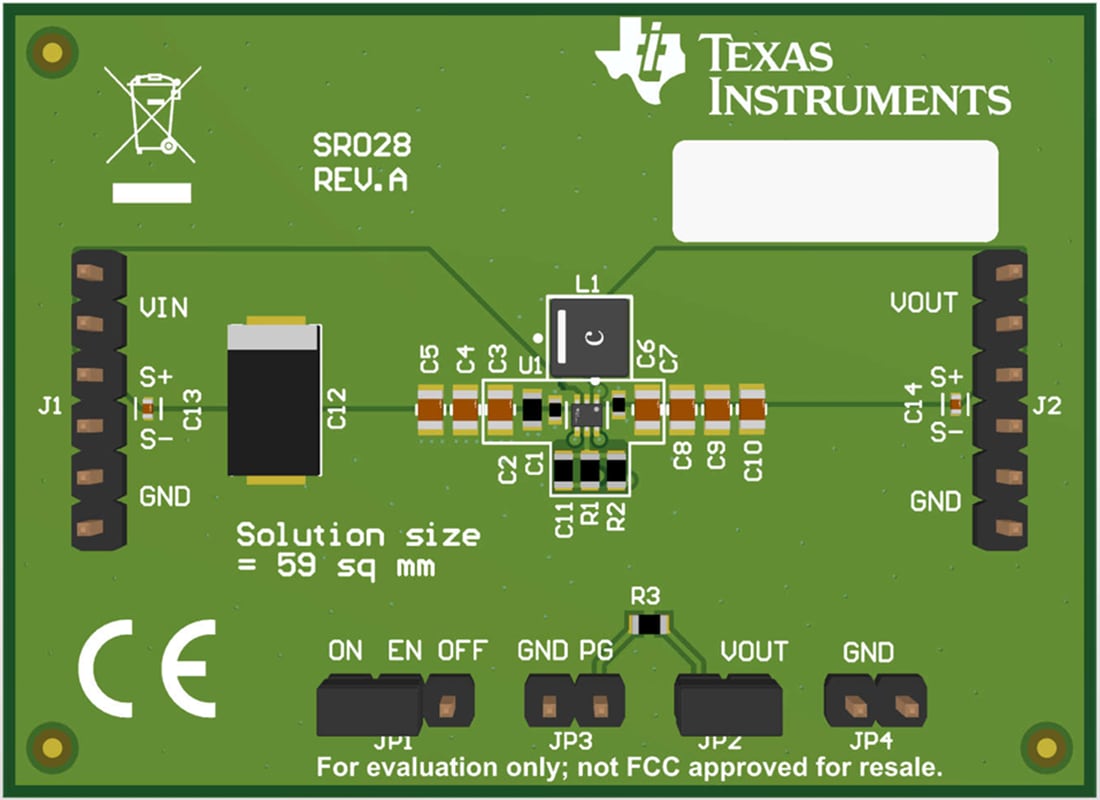 Technische Zeichnung - Texas Instruments TPS62A03EVM-028/TPS62A03AEVM-028-Evaluationsmodule