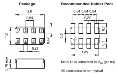 Mechanical Drawing - Micro Crystal RV-8063-C8 Real-Time Clock Modules