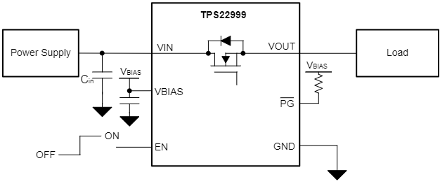 Applikations-Schaltungsdiagramm - Texas Instruments TPS22999 Lastschalter mit niedrigem Einschaltwiderstand