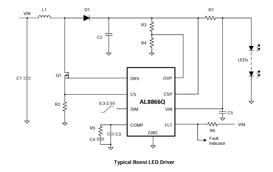 Diodes Incorporated AL8866Q Aufwärts-/Abwärts-, Aufwärts-, Abwärts- und SEPIC-Wandler