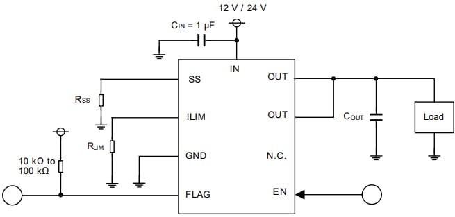 Applikations-Schaltungsdiagramm - ROHM Semiconductor BV1HALA5EFJ Lastschalter-IC