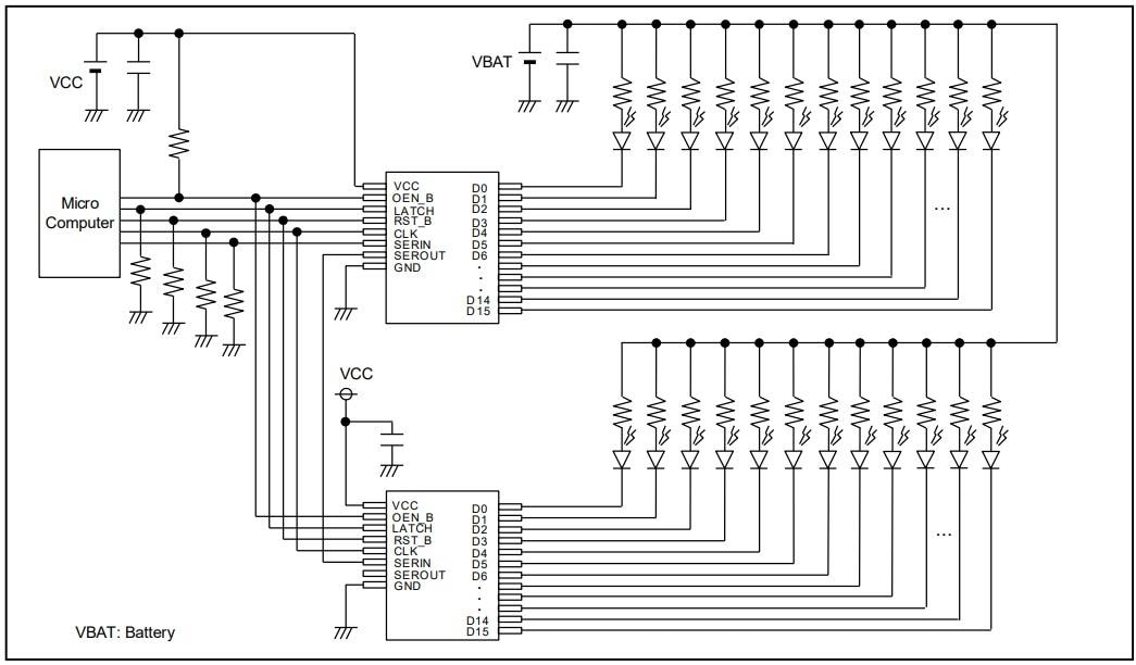 Applikations-Schaltungsdiagramm - ROHM Semiconductor BD83816EFV-M 16-Kanal-LED-Treiber-IC