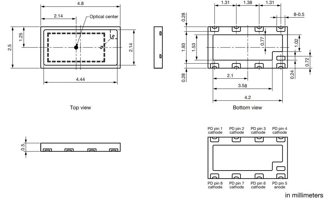 Technische Zeichnung - Vishay VEMD8082 Silizium-PIN-Fotodiode