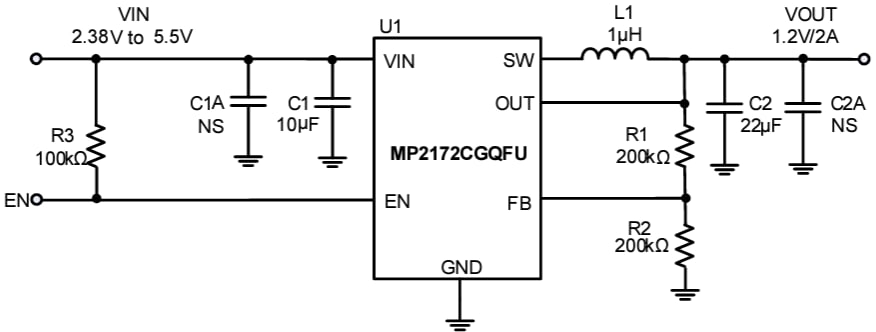 Application Circuit Diagram - Monolithic Power Systems (MPS) MP2172C Synchronous Step-Down Converters