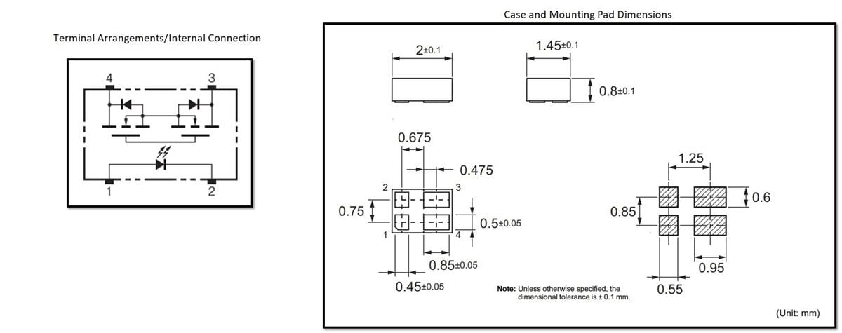 Technische Zeichnung - Omron Electronics G3VM-YR MOSFET-Relais