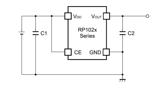 Application Circuit Diagram - Nisshinbo RP102x Low Noise LDO Regulators