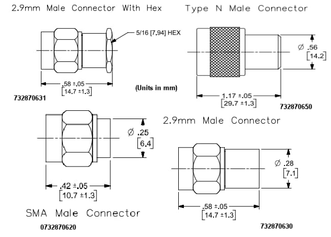 Technische Zeichnung - Molex HF-Koaxialanschlüsse