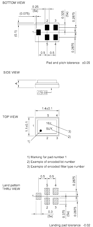 Mechanical Drawing - Qualcomm RF360 B4377 SAW RF Filter
