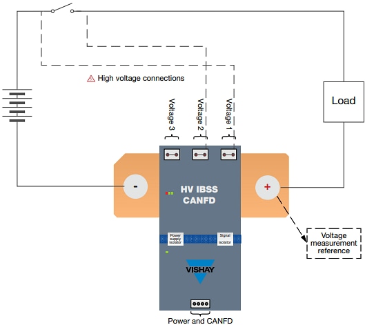 Applikations-Schaltungsdiagramm - Vishay / Dale HV-IBSS-CANFD Batterie-Shunt-Sensor