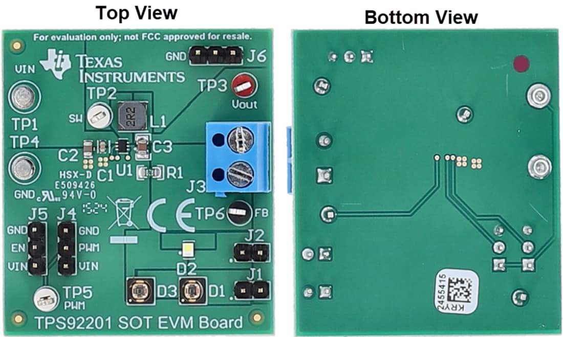 Technische Zeichnung - Texas Instruments TPS92201SOTEVM Treiber-Evaluierungsmodul (EVM)