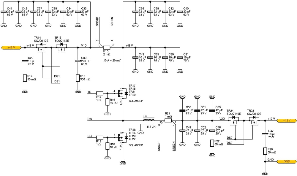 Blockdiagramm - Vishay / Dale 1KW-DCDC-48V12V Wandler-Referenzdesign