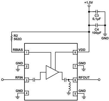 Applikations-Schaltungsdiagramm - Analog Devices Inc. ADL8140 Rauscharmer Verstärker