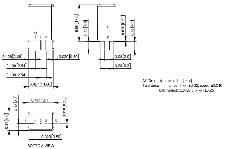 Mechanical Drawing - Cincon NCS01W8 Non-Isolated DC-DC Converters