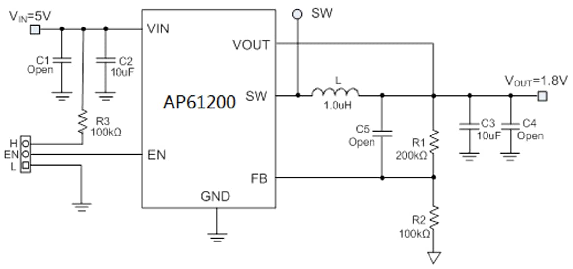 Schaltplan - Diodes Incorporated AP6120x Evaluierungsboards