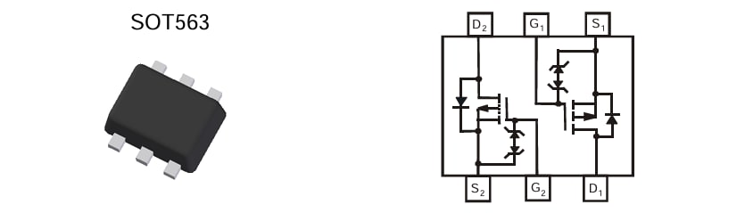 Applikations-Schaltungsdiagramm - Diodes Incorporated DMP68D1LV Dualer p-Kanal-MOSFET im Anreicherungsmodus