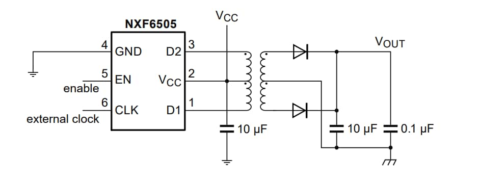 Applikations-Schaltungsdiagramm - Nexperia NXF6505A/B-Q100 Transformator-Treiber