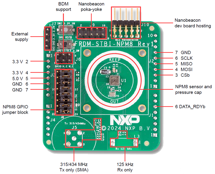 Technische Zeichnung - NXP Semiconductors FRDM-STBI-NPM8 Sensor-Evaluierungsboard