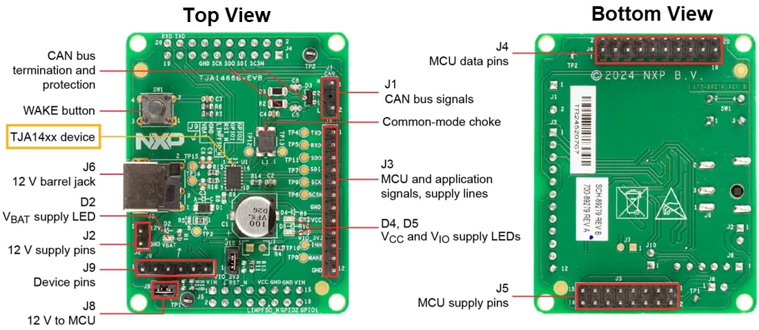 Technische Zeichnung - NXP Semiconductors TJA14xxEVB Evaluierungsboards