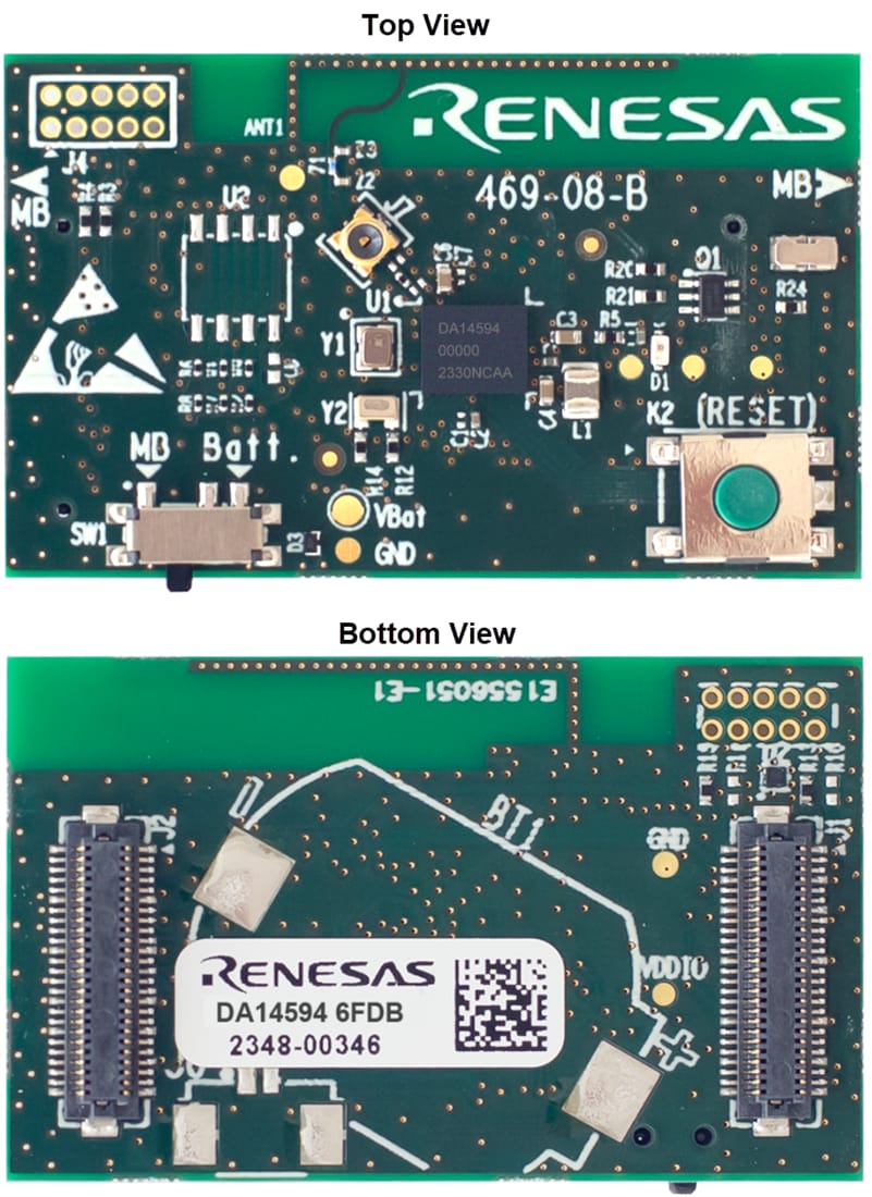 Technische Zeichnung - Renesas Electronics DA14594 Tochterboards