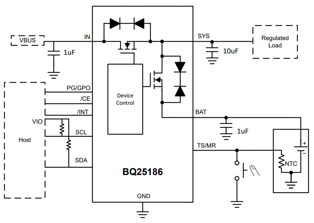 Schaltplan - Texas Instruments BQ25186 Linearer Ladegerät-IC