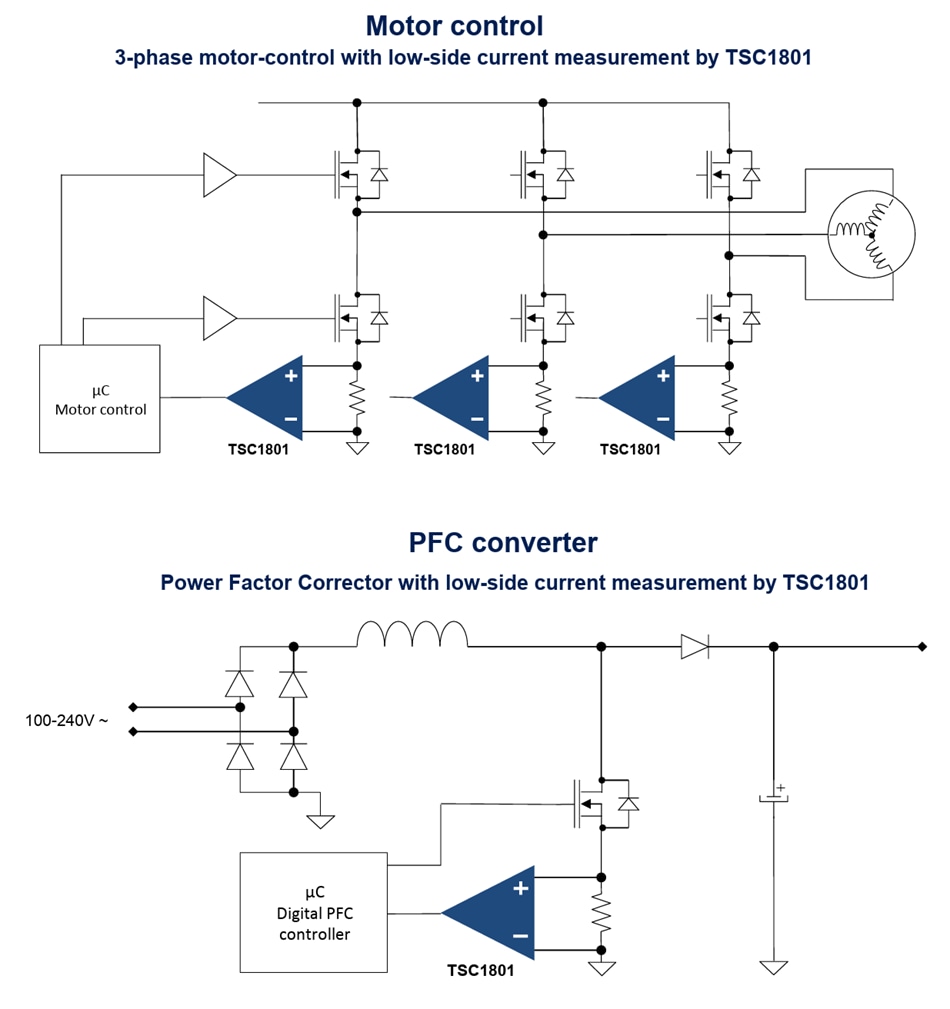 Applikations-Schaltungsdiagramm - STMicroelectronics TSC1801 Bidirektionaler Strommessverstärker