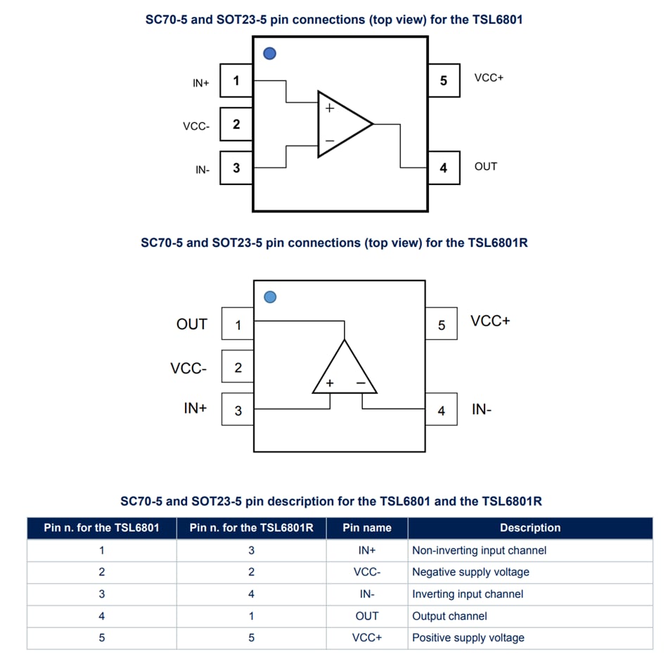 Schaltungsanordnung - STMicroelectronics TSL6801, TSL6802 und TSL6804 Operationsverstärker
