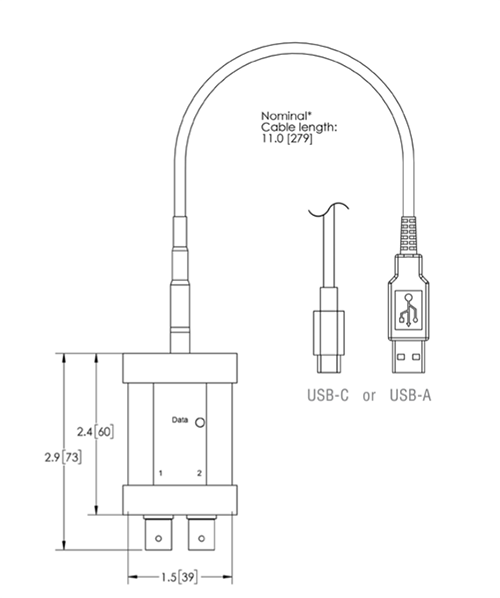 Technische Zeichnung - The Modal Shop 485B39 DIGIDAQ™ USB-Signalaufbereiter