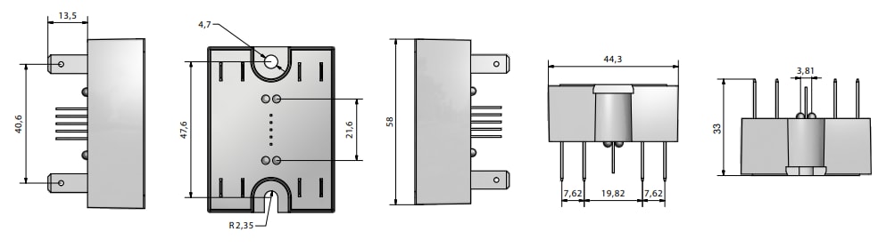 Technische Zeichnung - Littelfuse Platzsparende Festkörper-Relais SRP4-CC