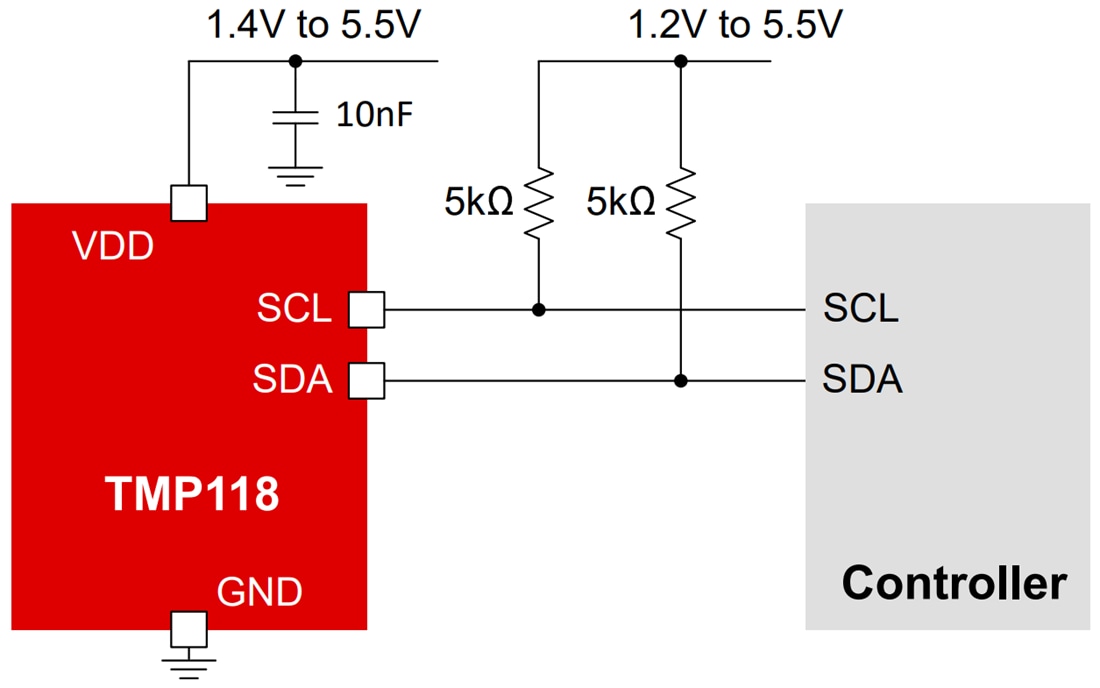 Schaltplan - Texas Instruments TMP118 Digitale I2C-Temperatursensoren