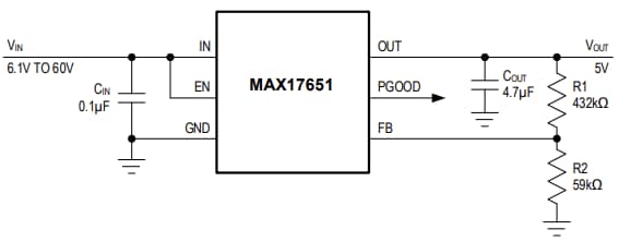 Applikations-Schaltungsdiagramm - Analog Devices / Maxim Integrated MAX17651 Linearregler