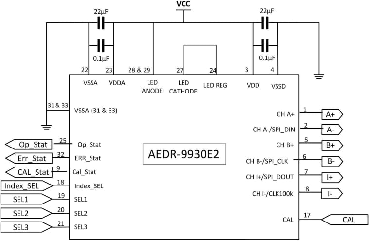 Schaltplan - Broadcom AEDR-9930E2/9930E2L Reflektierende optische Encoder 