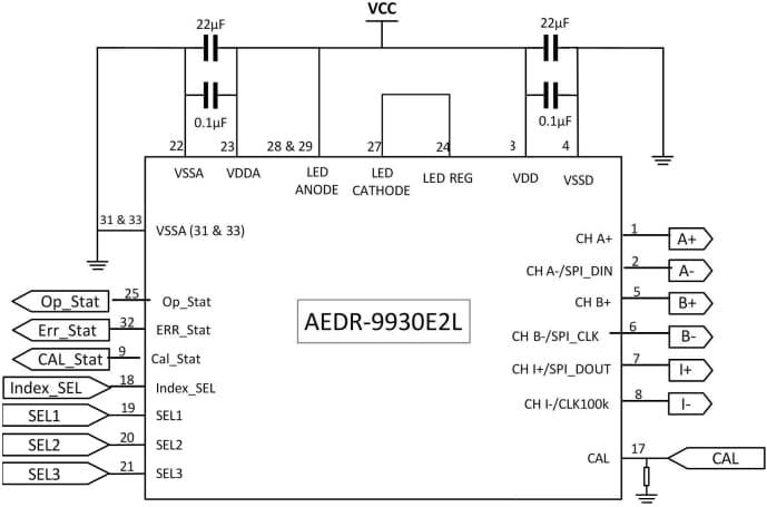 Schaltplan - Broadcom AEDR-9930E2/9930E2L Reflektierende optische Encoder 