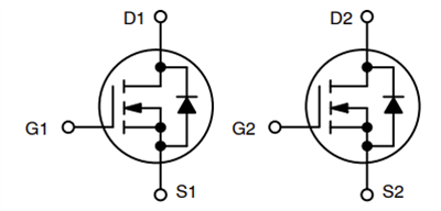 Schaltplan - onsemi NVMFDx 100 V n-Zweikanal-Kanal-Leistungs-MOSFETs