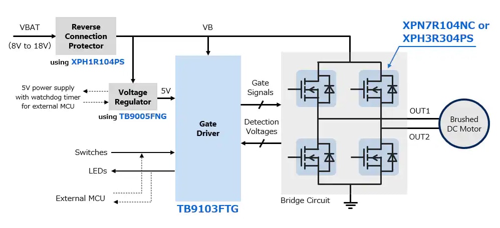 Applikations-Schaltungsdiagramm - Toshiba TB9103FTG Gate-Treiber-IC