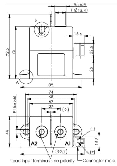 Technische Zeichnung - EPCOS / TDK HVC27-500C-24P Schaltschütz