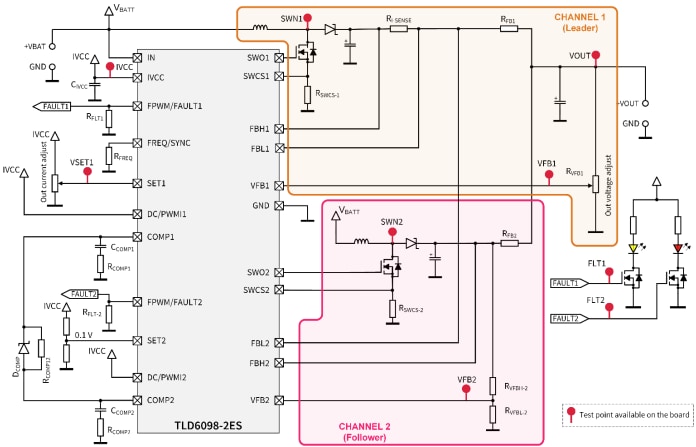 Schaltplan - Infineon Technologies TLD6098-2DPVB2G_EVAL Evaluierungsboard