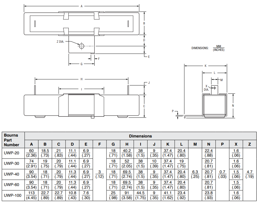 Bourns UWP Leistungsstarke Keramik-Drahtwiderstände