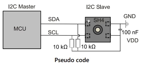 Applikations-Schaltungsdiagramm - Sensirion SHT4x Digitale Sensoren mit Schutzfolie