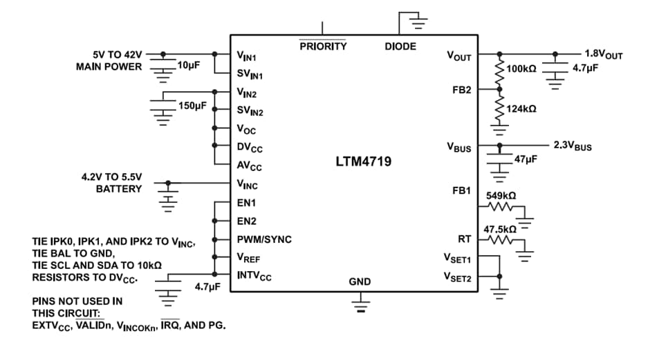 Applikations-Schaltungsdiagramm - Analog Devices Inc. LTM4719 µModule® (Micromodule) Regler