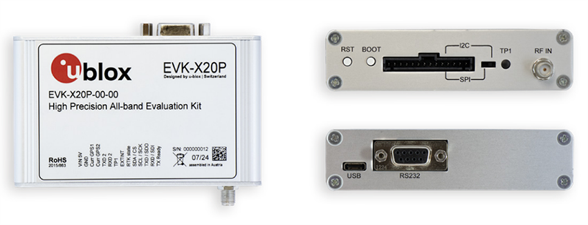 Technische Zeichnung - u-blox EVK-X20P Allband-GNSS-Evaluierungskit mit hoher Genauigkeit