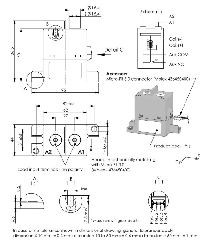 Technische Zeichnung - EPCOS / TDK HVC27-MC Schaltschütze