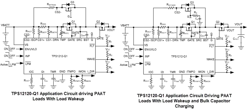 Applikations-Schaltungsdiagramm - Texas Instruments TPS1212-Q1 High-Side-Schaltercontroller für Fahrzeuge