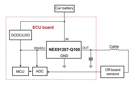 Applikations-Schaltungsdiagramm - Nexperia NEX9x 40 V LDO-Spannungsregler