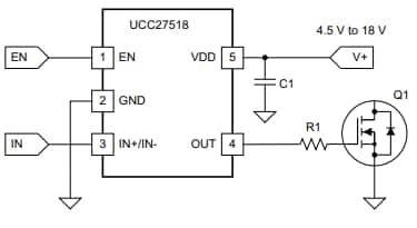 Applikations-Schaltungsdiagramm - Texas Instruments UCC27518 Low-Side-Gate-Treiber