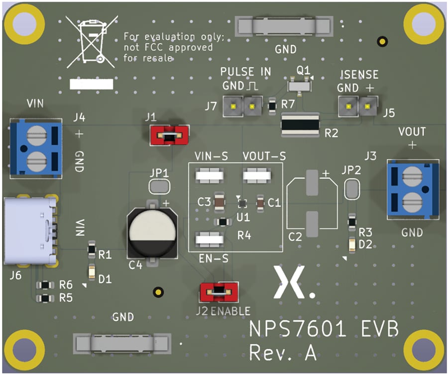 Technische Zeichnung - Nexperia NEVB-NPS7601 Lastschalter Evaluierungsboard