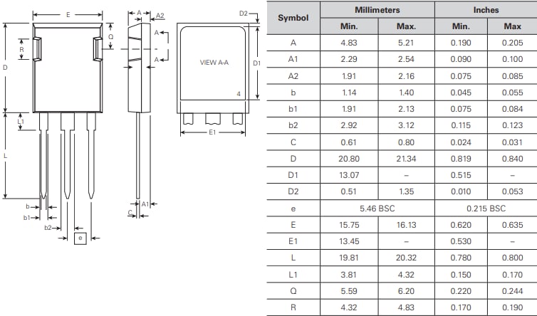 Technische Zeichnung - Littelfuse CMA160E1600HF Einzel-thyristor