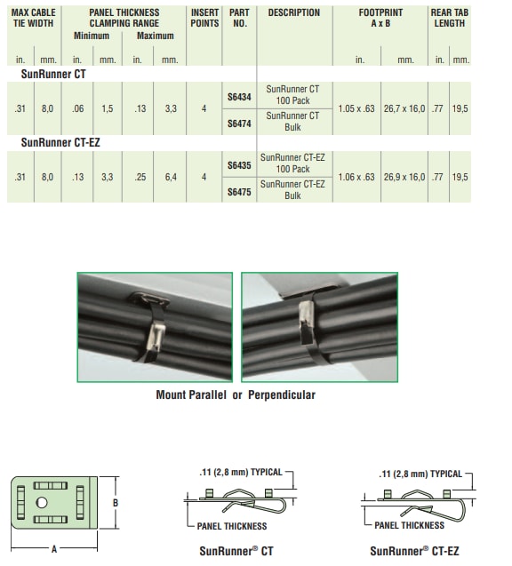 Mechanical Drawing - Heyco SunRunner® CT Cable Tie Mounting Platforms